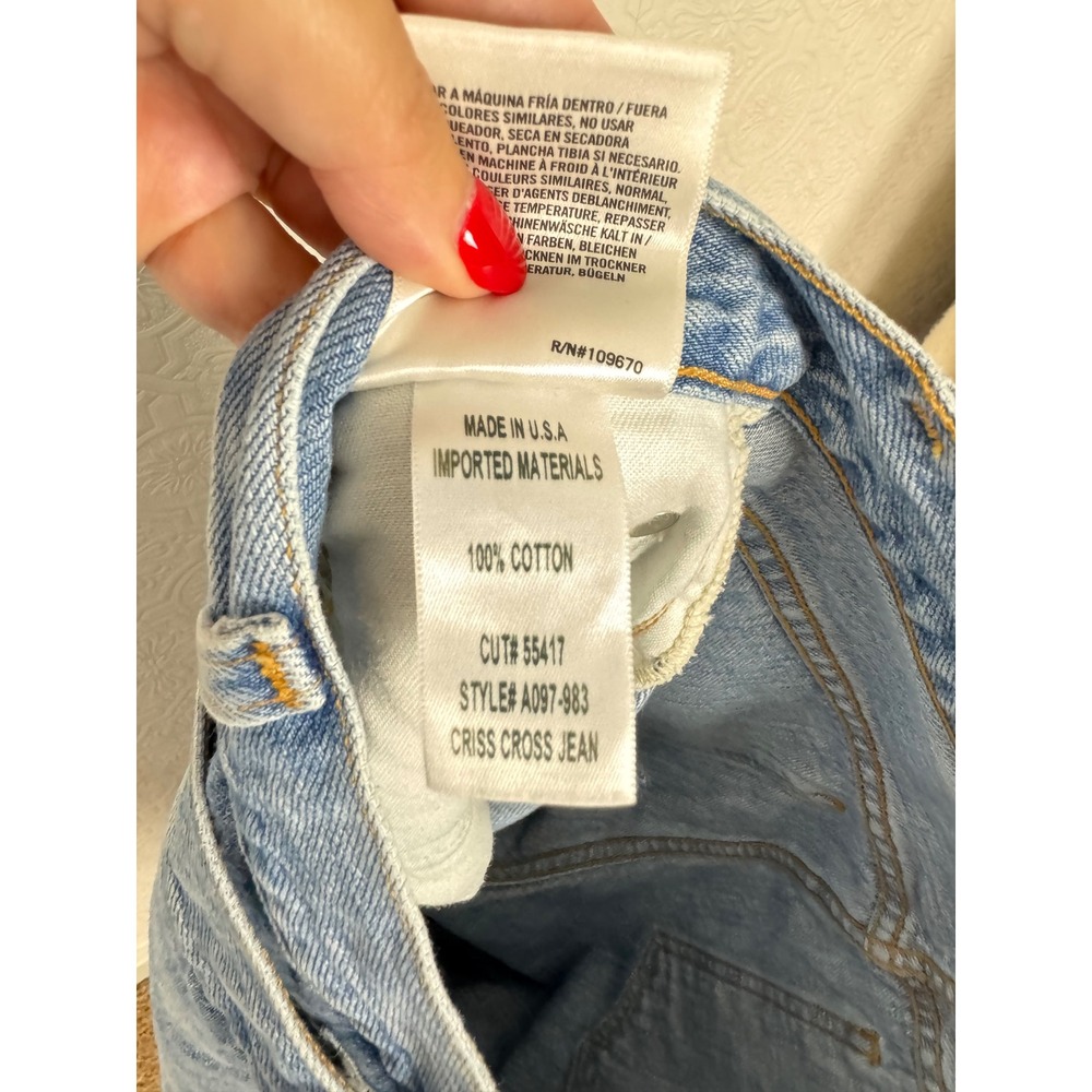 Agolde Criss Cross Upsized Jeans Light Blue Straight Leg Denim A097-983 Size 27 - Picture 11 of 13
